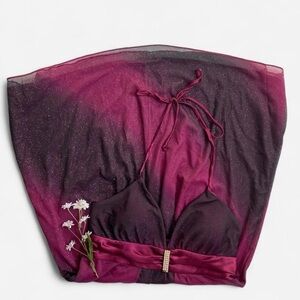 SOLDY2K magenta ombré sparkly halter dressSOLD